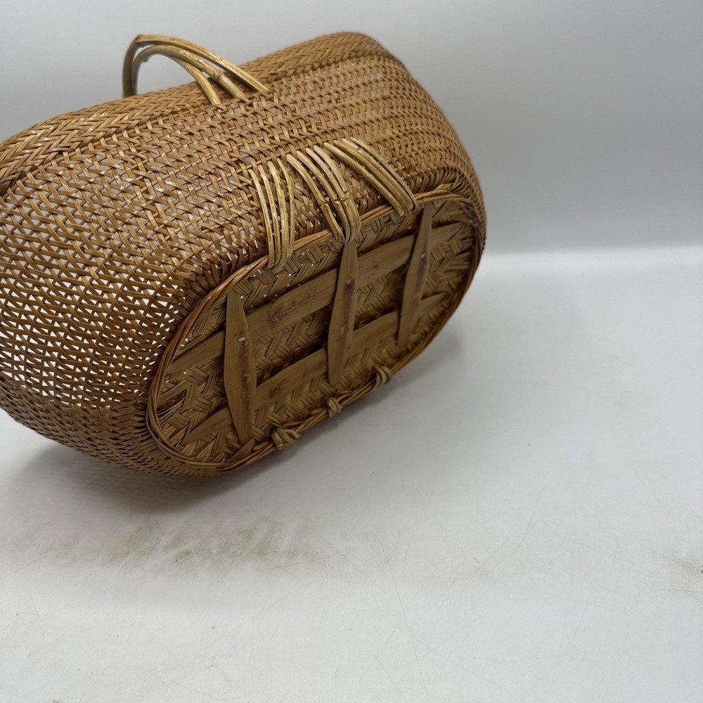 Woven Natural Rattan Handled Basket - Tan - Picture 6 of 8